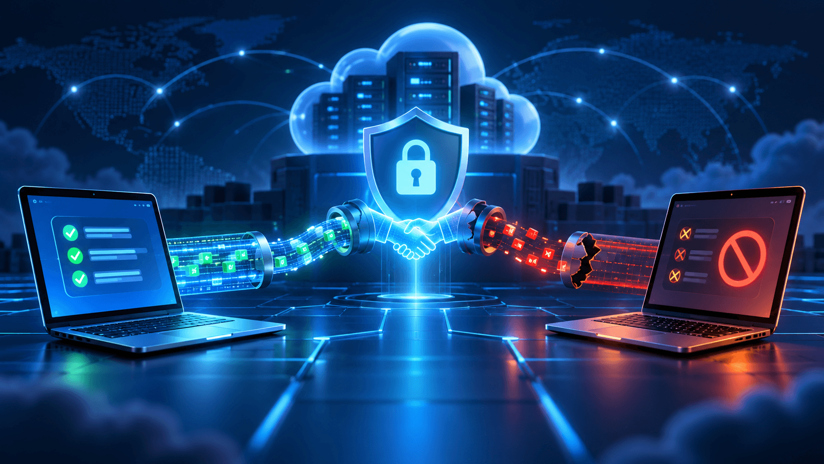 Two client devices compared during secure TLS connections to a cloud edge