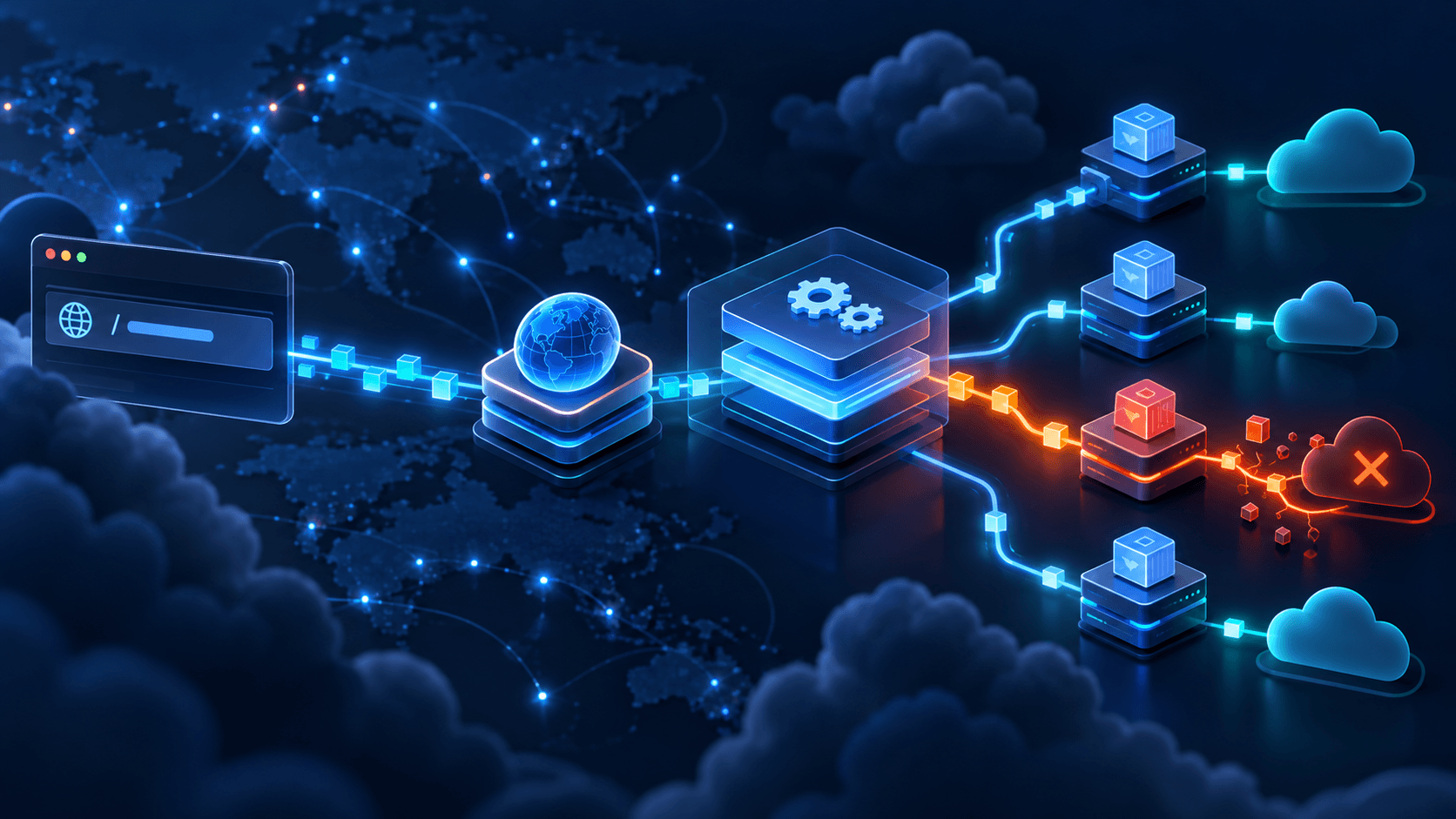 Web request traced through an edge Worker deployment to a failing route
