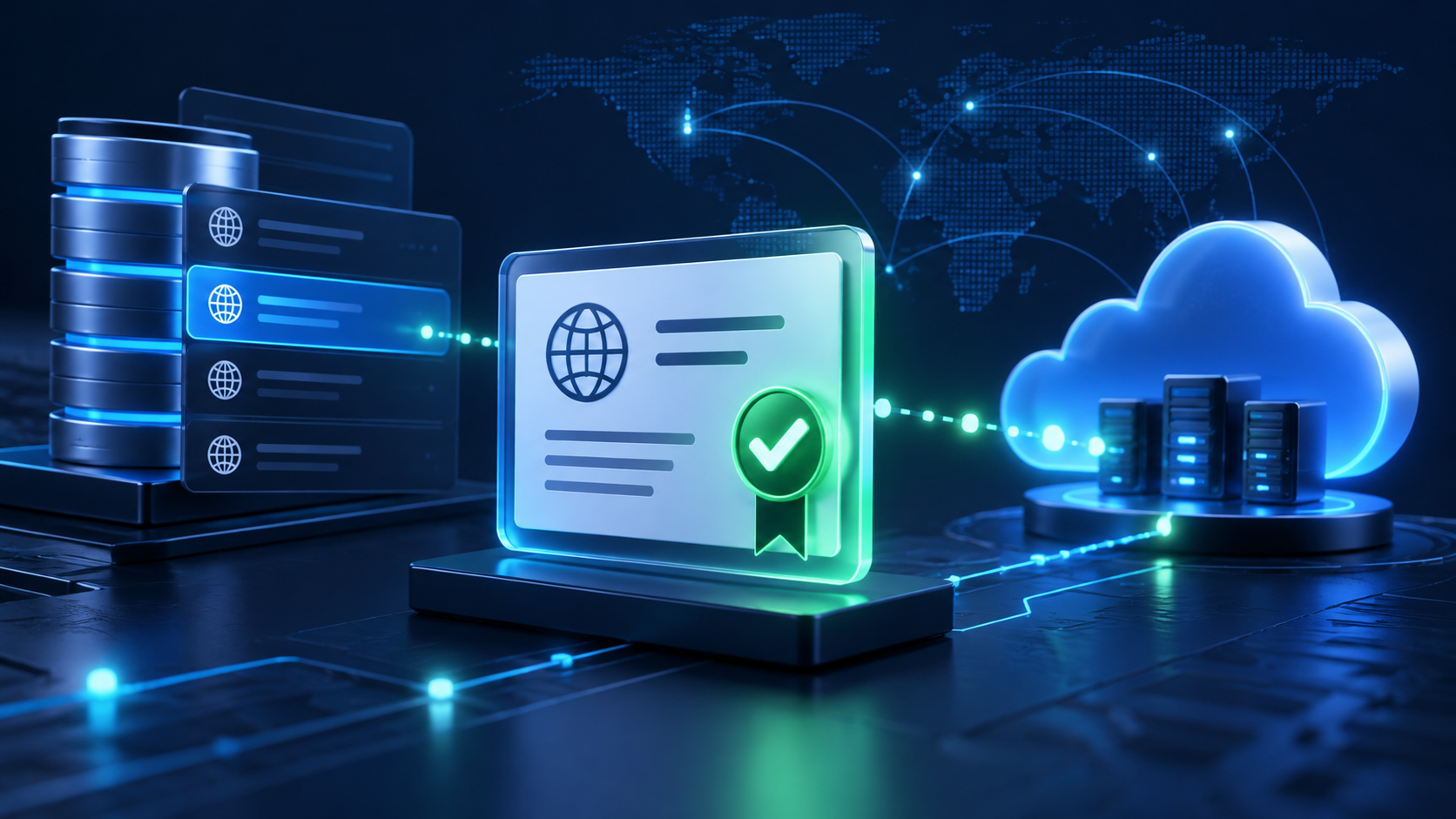 Registered domain record verified before connection to a cloud network
