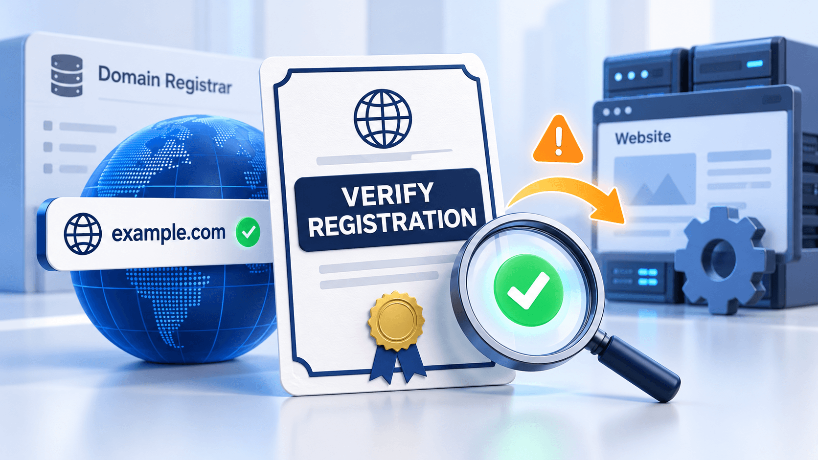 Verifying domain registration before changing website settings