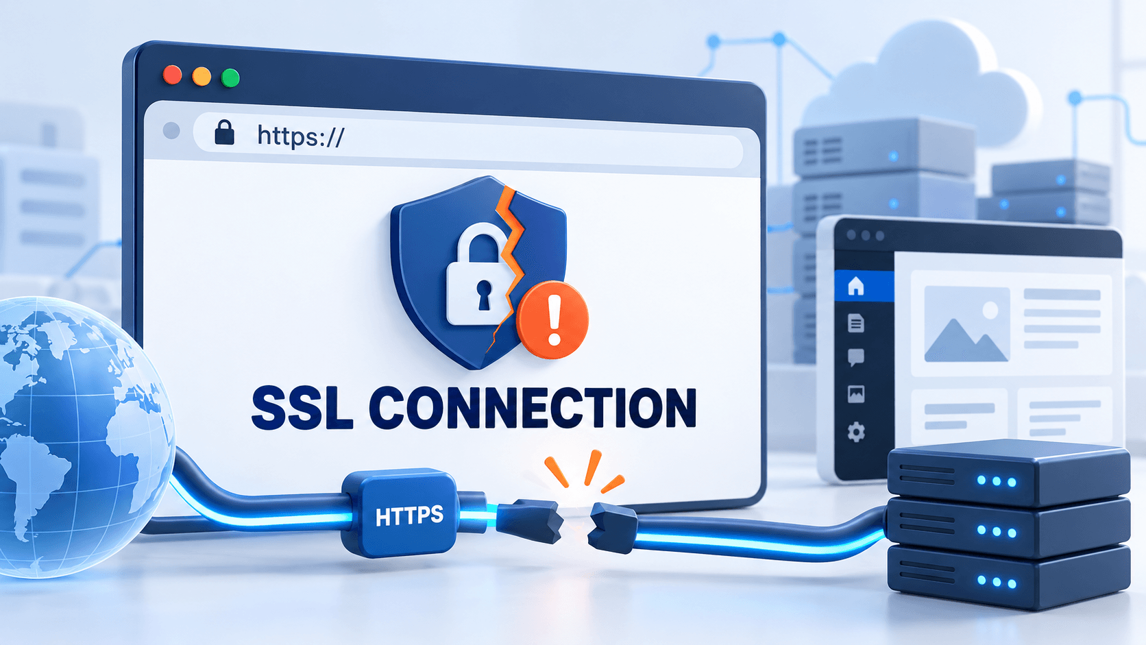 Broken HTTPS connection between a browser and server during SSL troubleshooting
