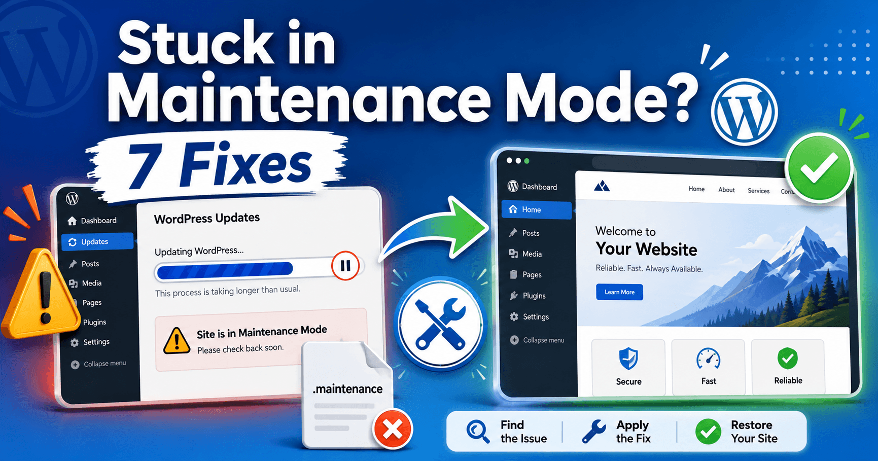 WordPress stuck in maintenance mode alternate guide