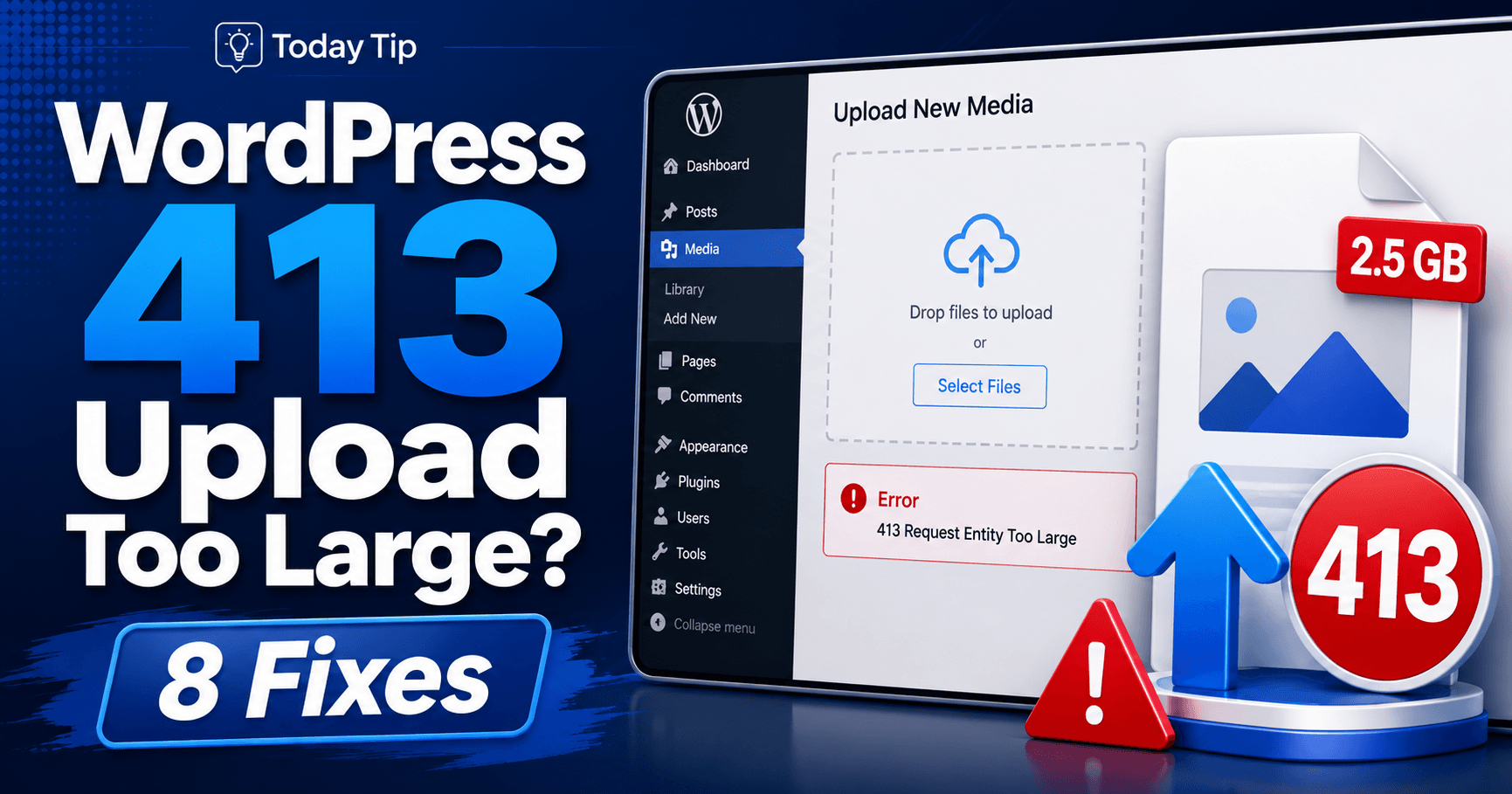 WordPress 413 Request Entity Too Large troubleshooting guide