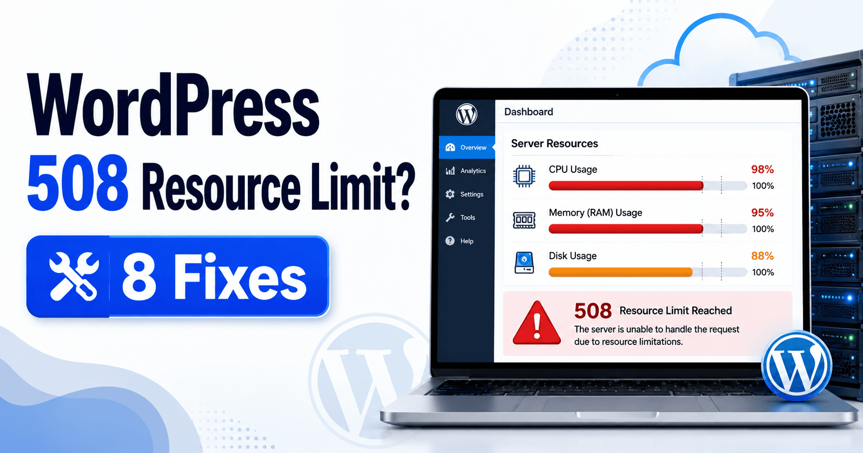 WordPress 508 resource limit troubleshooting guide